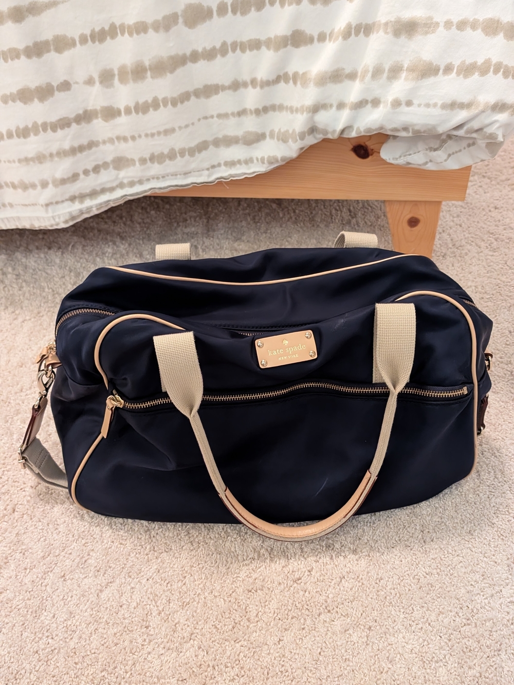 kate spade New York Navy Nylon Travel Duffel Bag